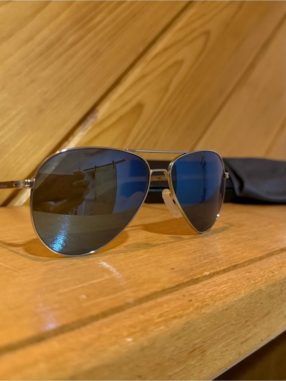 Roka Phantom Titanium Mirrored Aviator Sunglasses - Blue Lenses